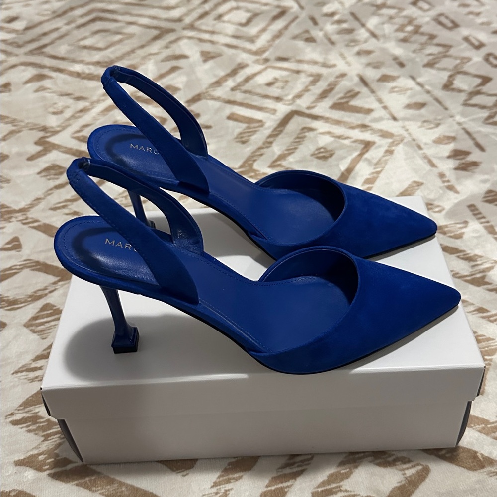 Marc Fisher Hadya Blue Suede Slingback Heels sz 8.5 - Picture 4 of 12